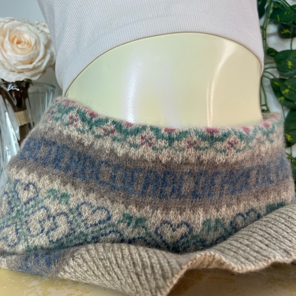 Knit Fair Isle💙💚 Mini Skirt w/ Denim Pockets
